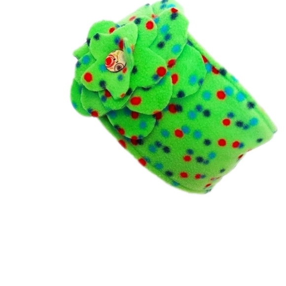 Handmade Green Polka Dot Fleece Headband - Picture 3 of 5